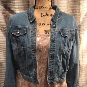 COPY - DELiA*s Denim Crop Jacket with Crochet Back XL